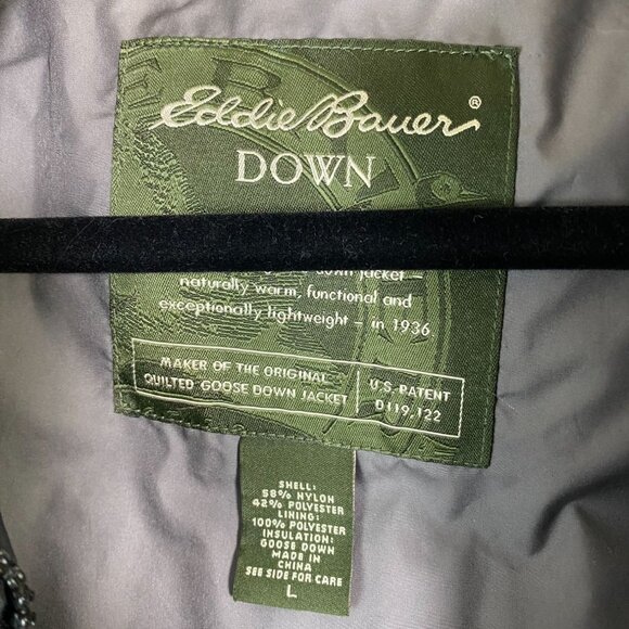 Eddie Bauer Black Down Quilted Vest Men Size Large Nylon Goose Down Lightweight - Picture 3 of 16